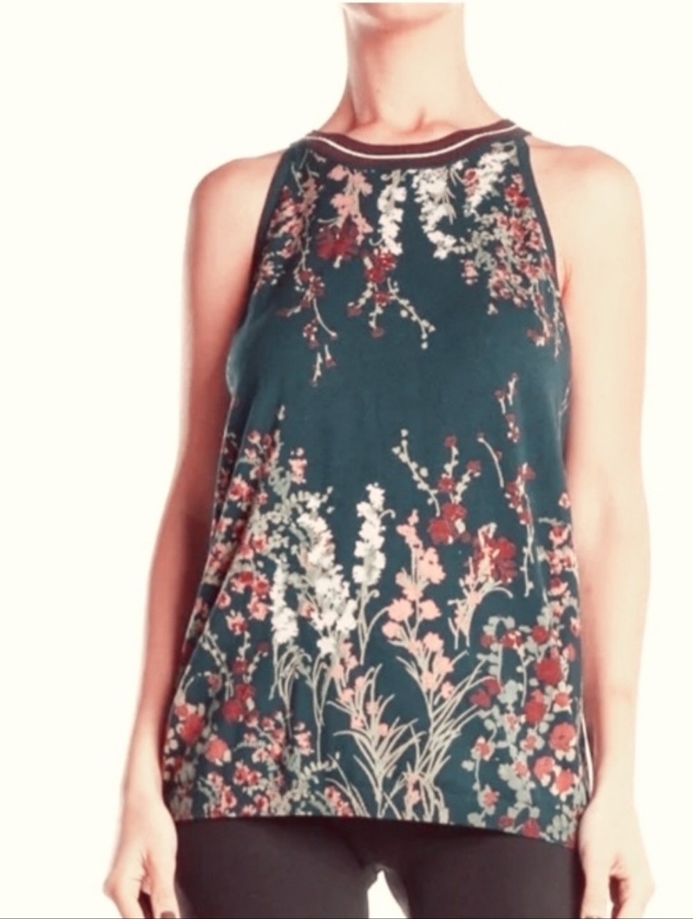 Daniel Rainn Sleeveless Rora Floral Racerback Knit Sweater Tank Size XL NEW NWT